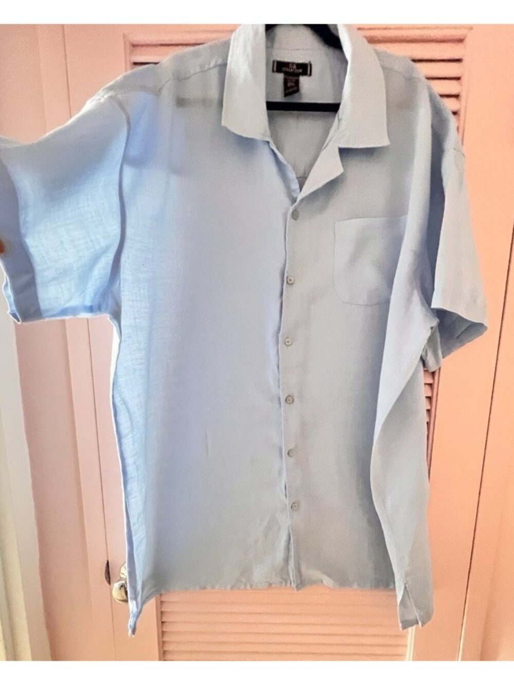 Men’s PLUS Size 6X Shirt 100% LINEN GB Collection Blue Classic Relaxed Oversized